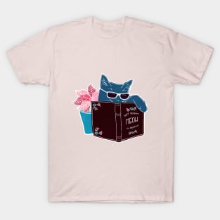 Cool Cat - Not Right Meow I'm Reading, Cat With Sunglasses Book T-Shirt